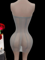 Transparent Ultra-Thin Nightclub Strapless Bodycon Dress Tempting Backless Sleepwear
