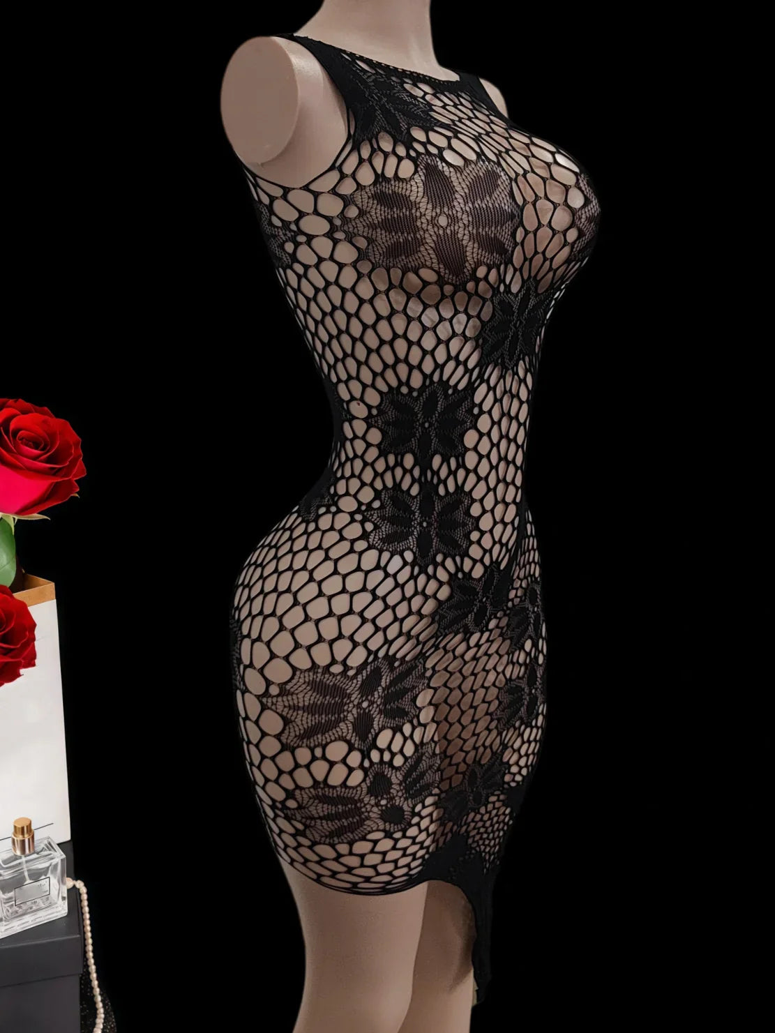 lingerie Ladies' erotic dress hollow elastic jacquard mesh hollow pajamas nightgown intimate slips sleepwear