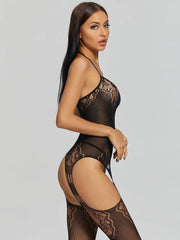 lingerie black intimate erotic underwear mesh hollow porno costumes sleepwear nightgown bodysuit