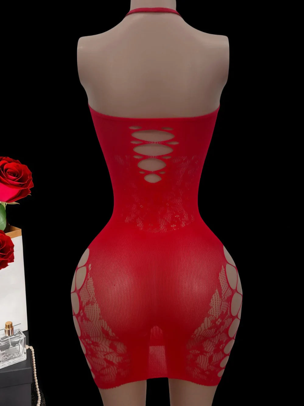 lingerie erotic dresses red mesh Elastic tight fitting underwear sleepwear nightgown
