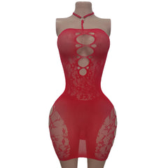 lingerie erotic dresses red mesh Elastic tight fitting underwear sleepwear nightgown