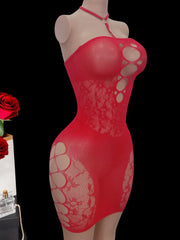 lingerie erotic dresses red mesh Elastic tight fitting underwear sleepwear nightgown