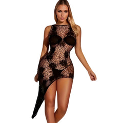 lingerie erotic dresses black mesh nightgown sleepwear mesh hollow slips fashion Elastic tight fitting intimate
