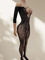 lingerie black hollow open crotch teddy bodystockings erotic bodysuit intimate underwear