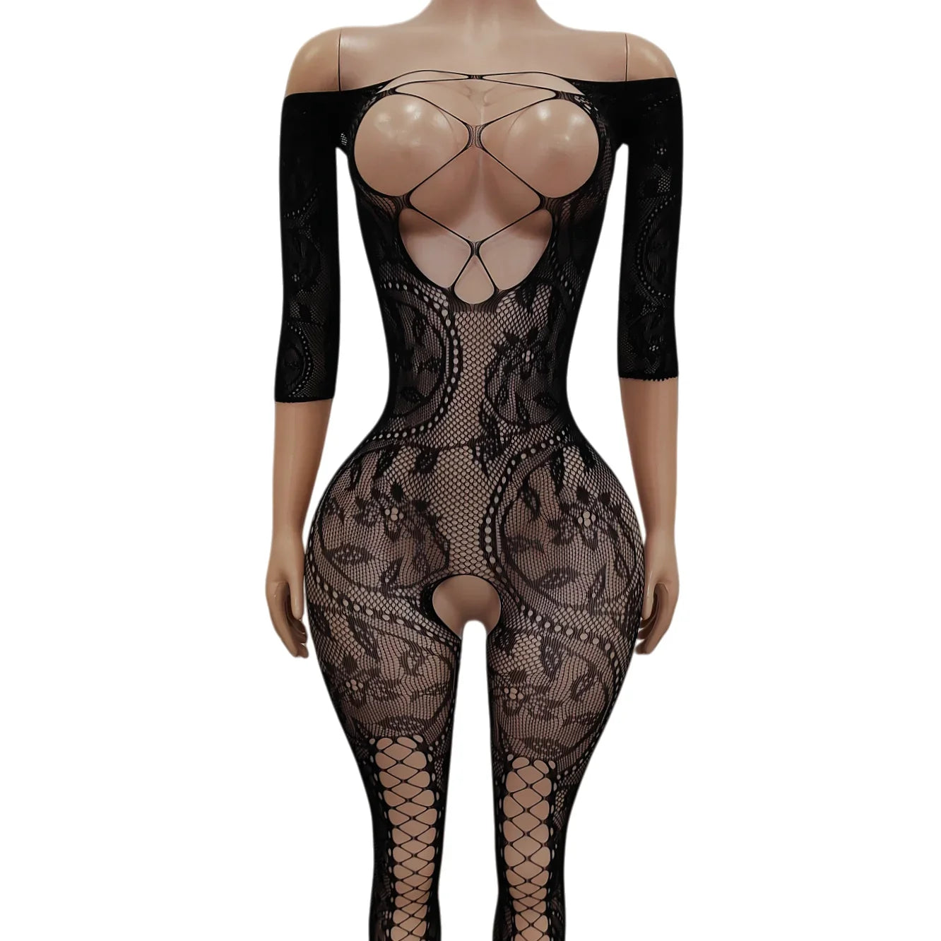 lingerie black hollow open crotch teddy bodystockings erotic bodysuit intimate underwear
