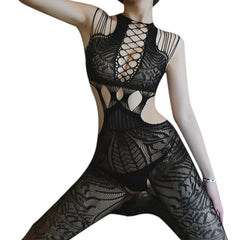lingerie costumes black open crotch teddy mesh hollow Elastic tight fitting underwear bodystockings