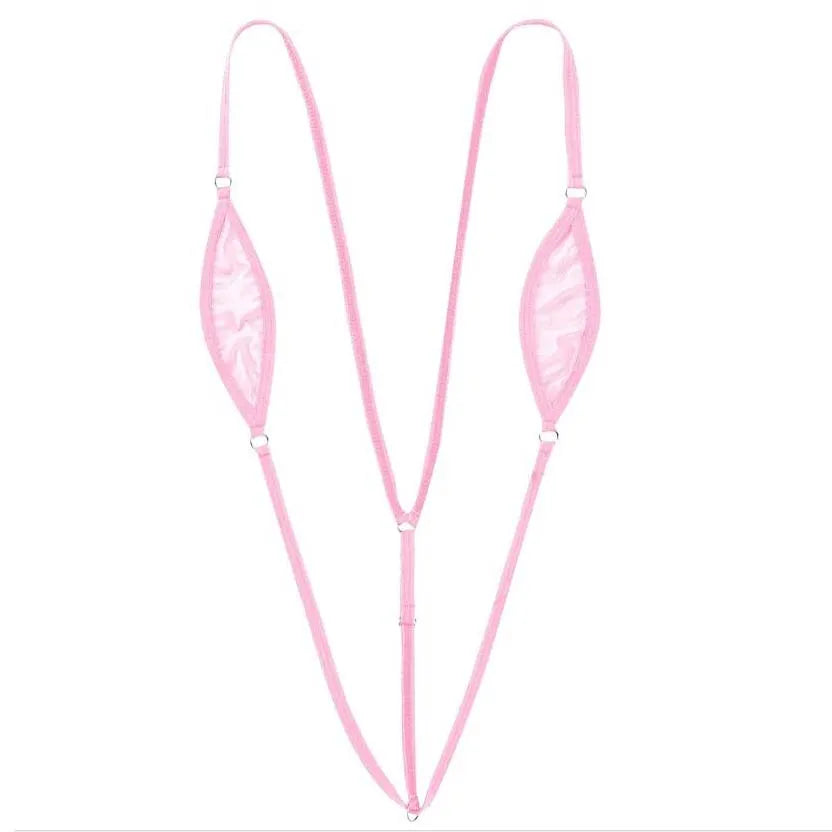 lingerie mesh one-piece swimsuit with straps