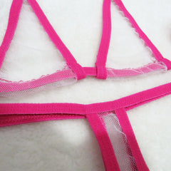 lingerie three-piece bikini thongs low-rise thong ultra-thin panties mesh T-back tie lingerie