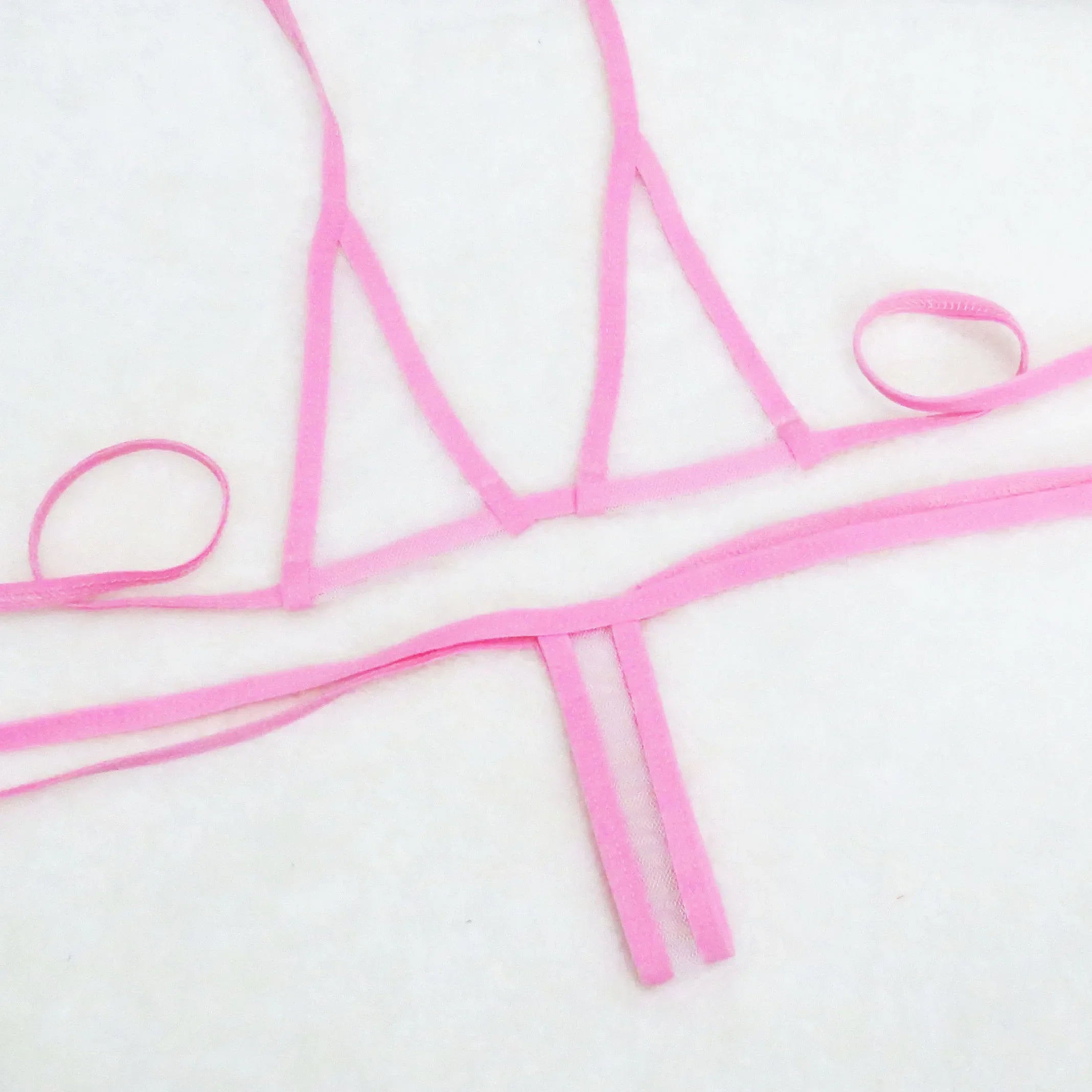 lingerie three-piece bikini thongs low-rise thong ultra-thin panties mesh T-back tie lingerie