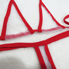lingerie three-piece bikini thongs low-rise thong ultra-thin panties mesh T-back tie lingerie