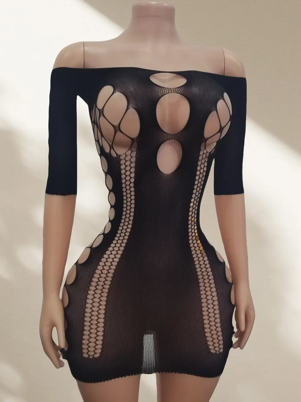 lingerie black erotic dresses underwear mesh hollow costumes Elastic tight fitting sleepwear