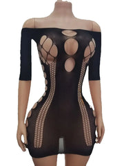 lingerie black erotic dresses underwear mesh hollow costumes Elastic tight fitting sleepwear