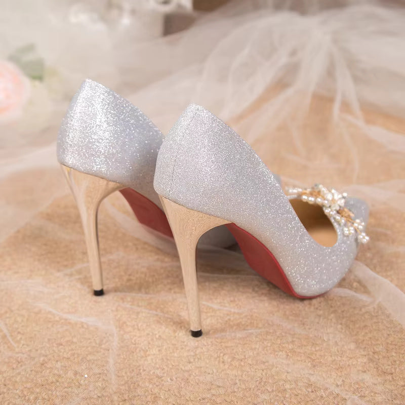 Flowers Fashion Thin High Heels comfortable Wedding Shoes