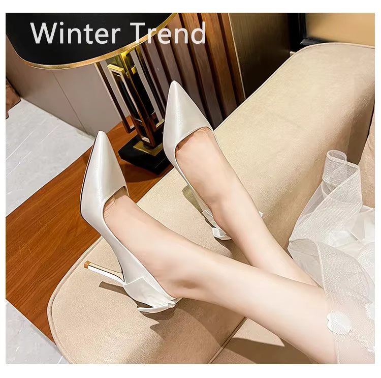 Silk Banquet Bow Pattern Botines High Heels  Bridal Shoes