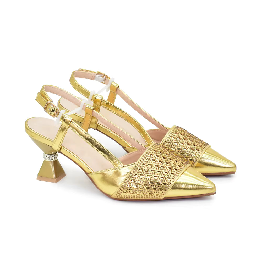 Shoes and Bags Set with Rhinestone Elegant Heeled Pumps