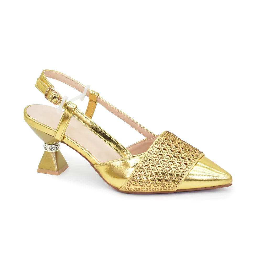 Shoes and Bags Set with Rhinestone Elegant Heeled Pumps