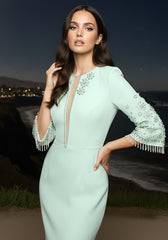 Short Sleeve Crystal Maxi Dress Green