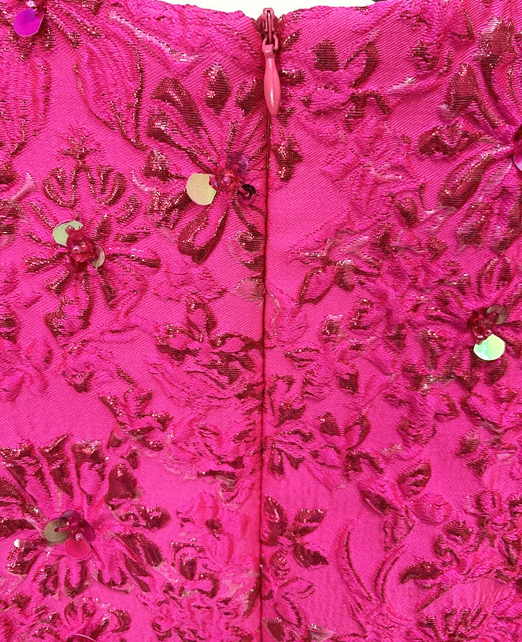 Short Sleeve Floral Dress Hot Pink