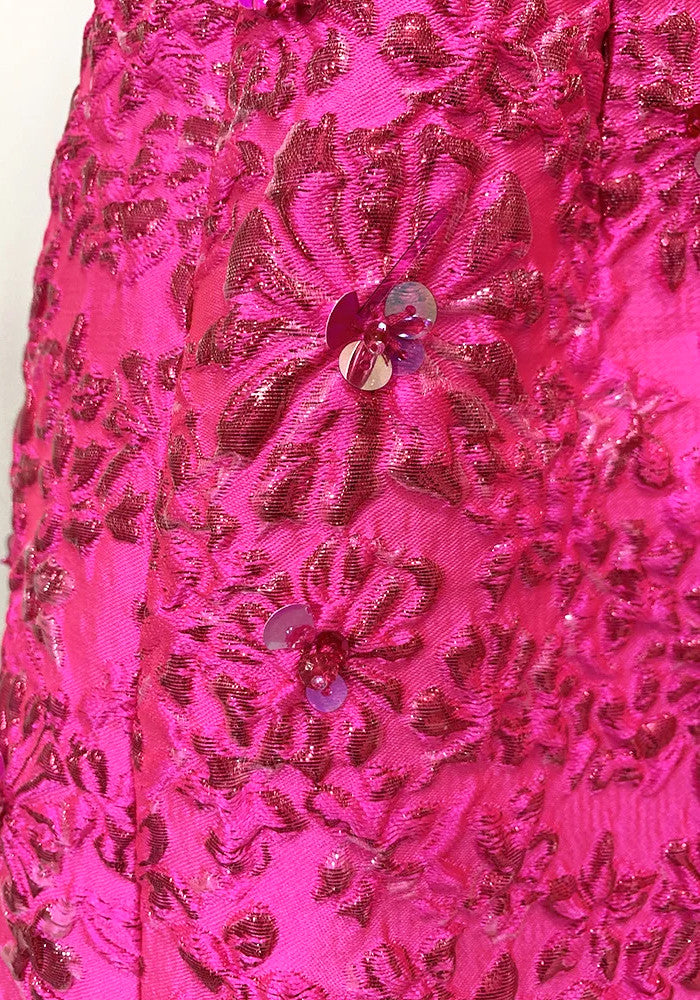 Short Sleeve Floral Dress Hot Pink