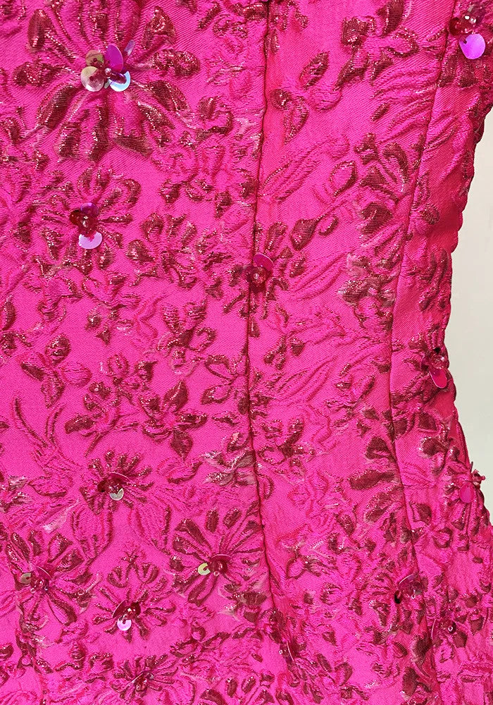 Short Sleeve Floral Dress Hot Pink