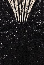 Short Sleeve Sequin Structured Maxi Dress Black