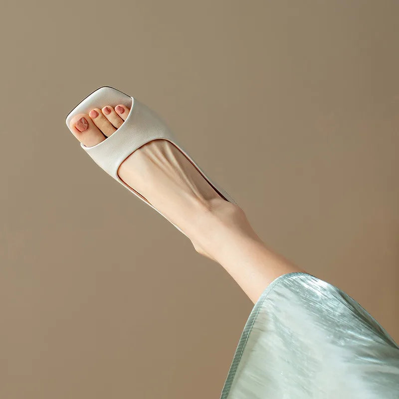 Simple Rear Back Strap Empty Fish Mouth High Heels Sandals