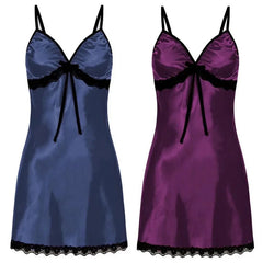 Sleepwear Lingerie Lace Silk Satin Nightdress Sleeveless Straps Mini Dress with Panties Nighties Nightgown