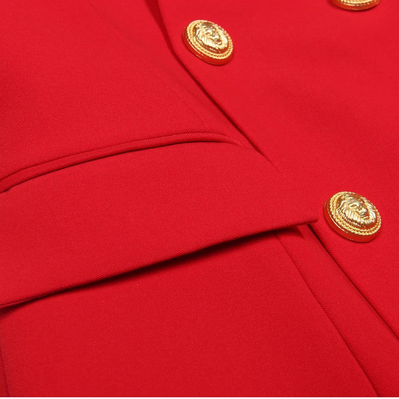 Sleeveless Blazer Dress Red