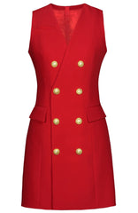 Sleeveless Blazer Dress Red