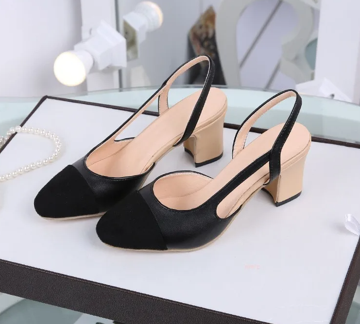 Slingbacks Shoes High Heels Thick High Heel Shoes Cow Leather Mixed Colors Pumps High Heel Elegant Sandals