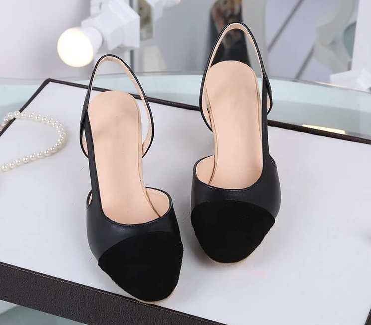 Slingbacks Shoes High Heels Thick High Heel Shoes Cow Leather Mixed Colors Pumps High Heel Elegant Sandals