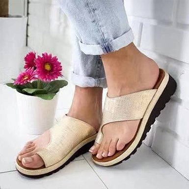 Slip-On Style Open-Toed Sandals Rubberized Soles