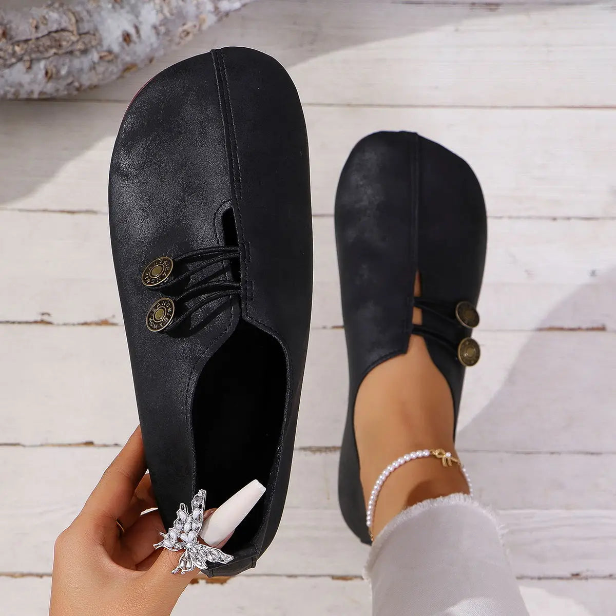 Soft And Comfortable Round Toe Walking Light Non-slip Leather Loafers