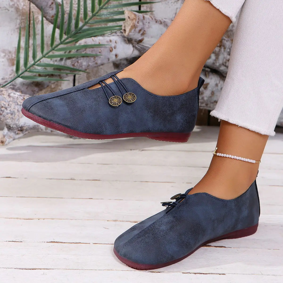 Soft And Comfortable Round Toe Walking Light Non-slip Leather Loafers
