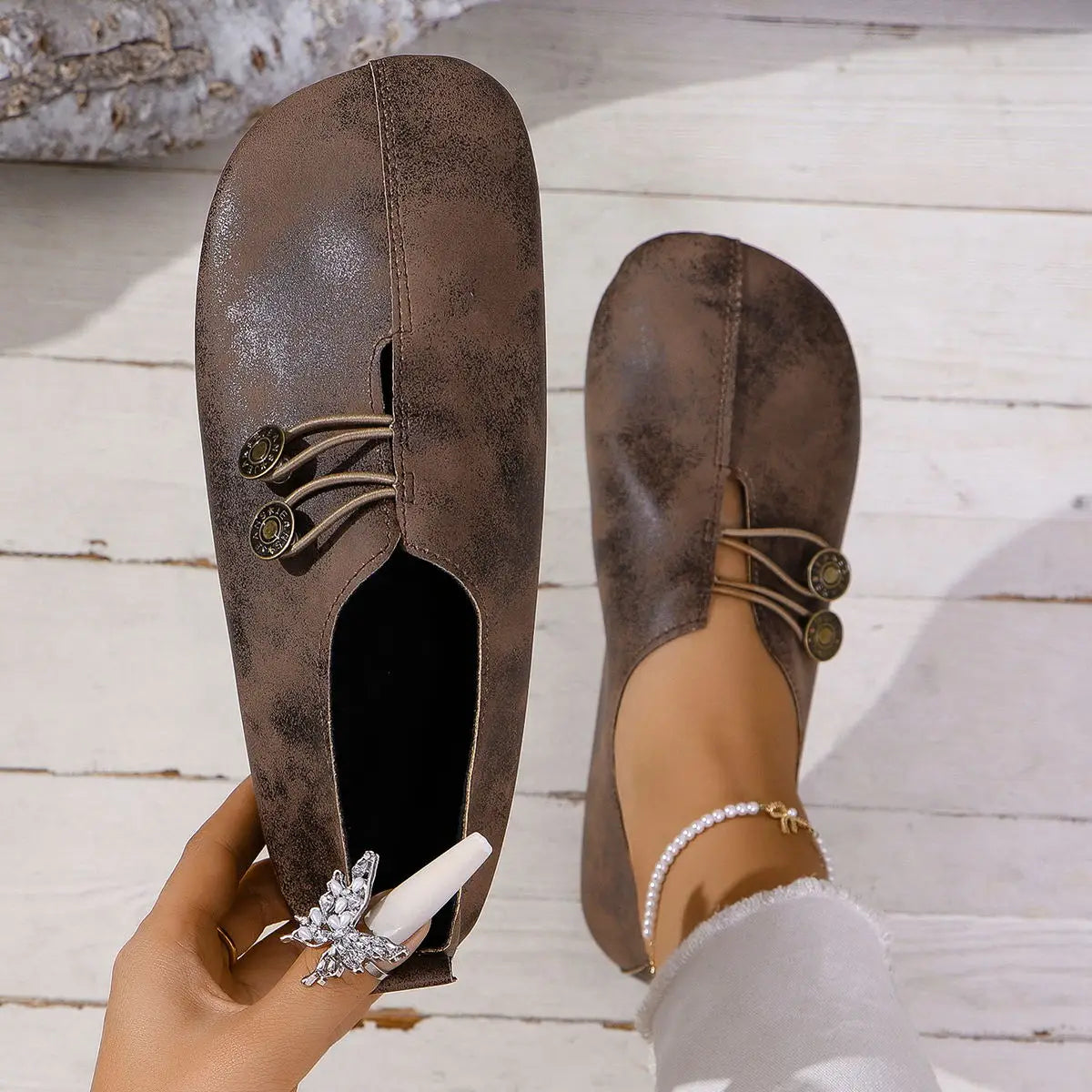 Soft And Comfortable Round Toe Walking Light Non-slip Leather Loafers