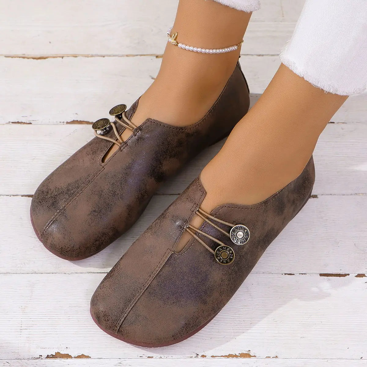 Soft And Comfortable Round Toe Walking Light Non-slip Leather Loafers