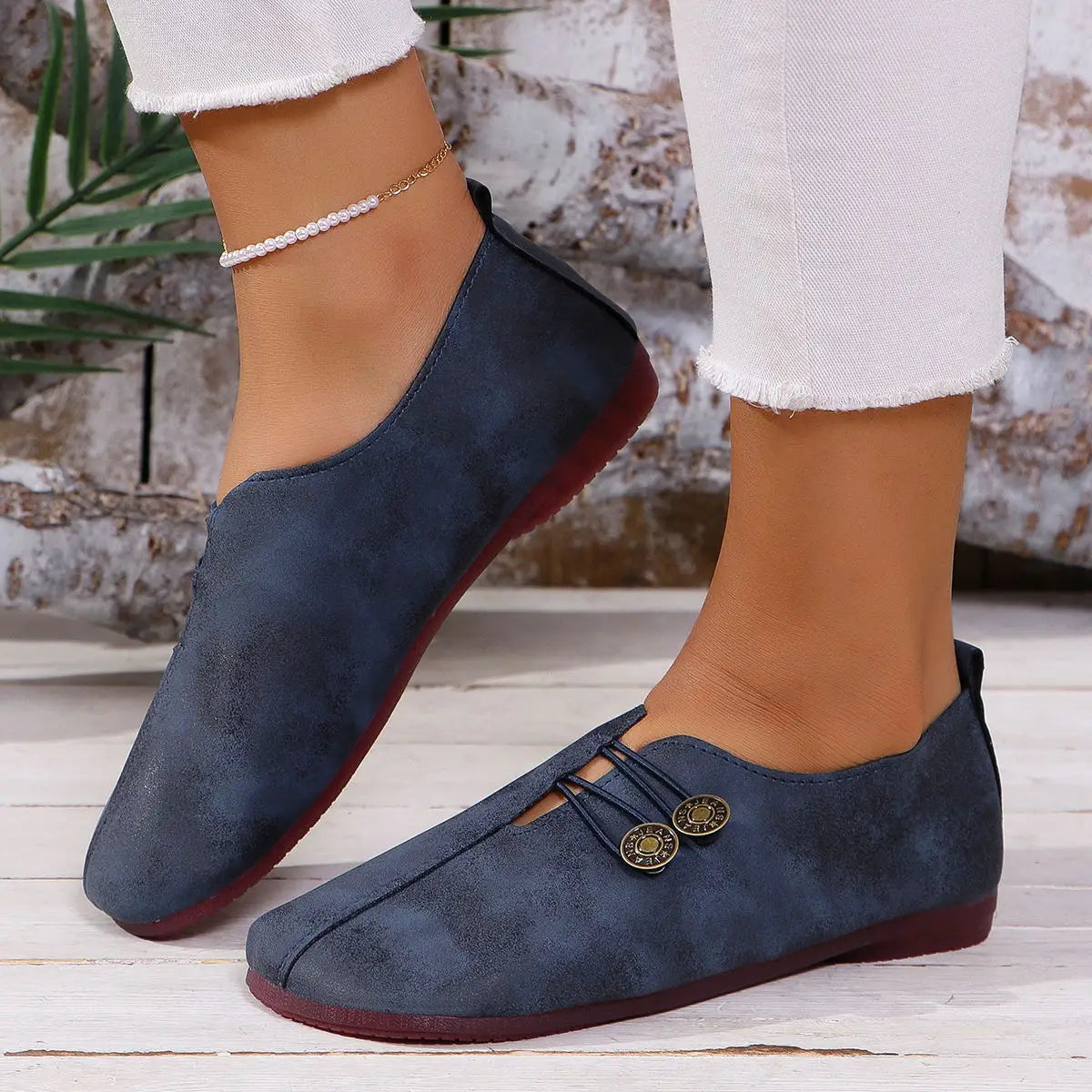 Soft And Comfortable Round Toe Walking Light Non-slip Leather Loafers