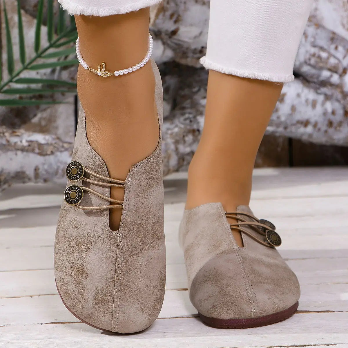 Soft And Comfortable Round Toe Walking Light Non-slip Leather Loafers