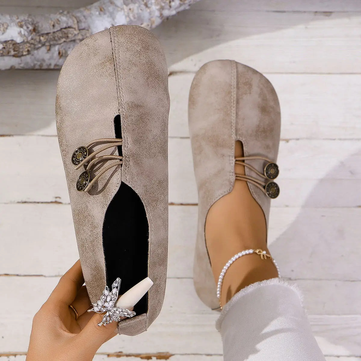 Soft And Comfortable Round Toe Walking Light Non-slip Leather Loafers