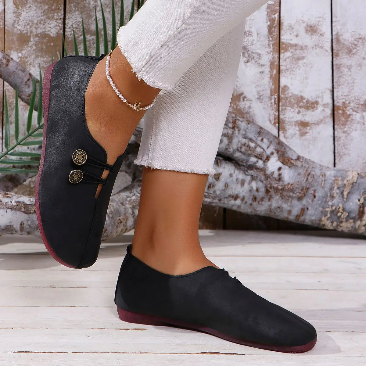 Soft And Comfortable Round Toe Walking Light Non-slip Leather Loafers