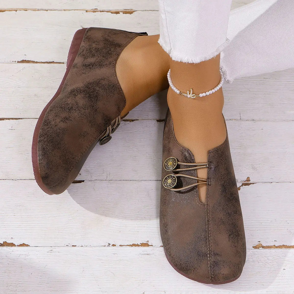Soft And Comfortable Round Toe Walking Light Non-slip Leather Loafers