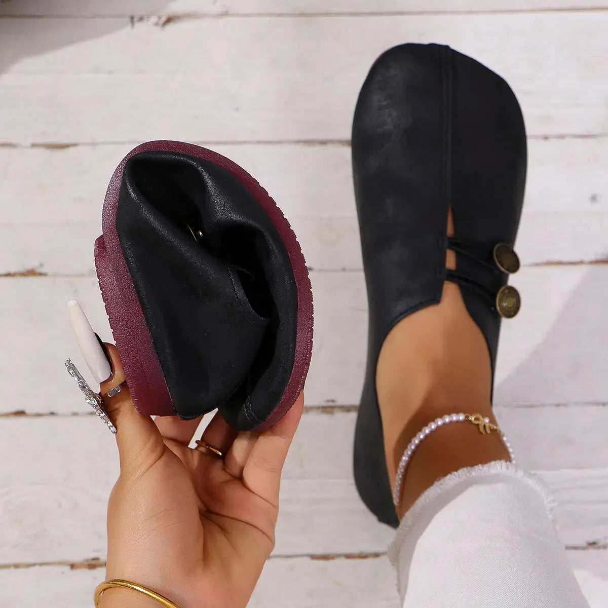 Soft And Comfortable Round Toe Walking Light Non-slip Leather Loafers