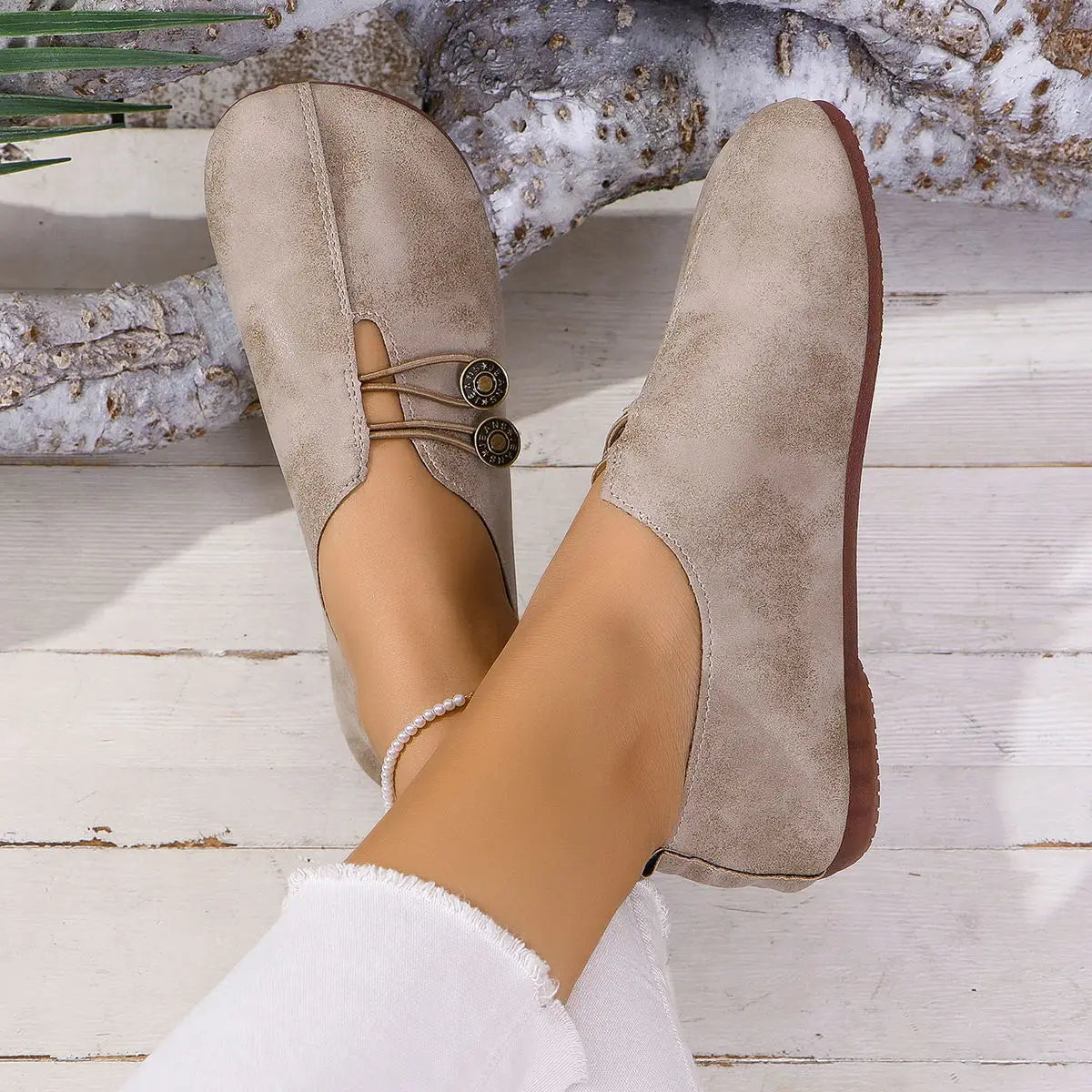 Soft And Comfortable Round Toe Walking Light Non-slip Leather Loafers