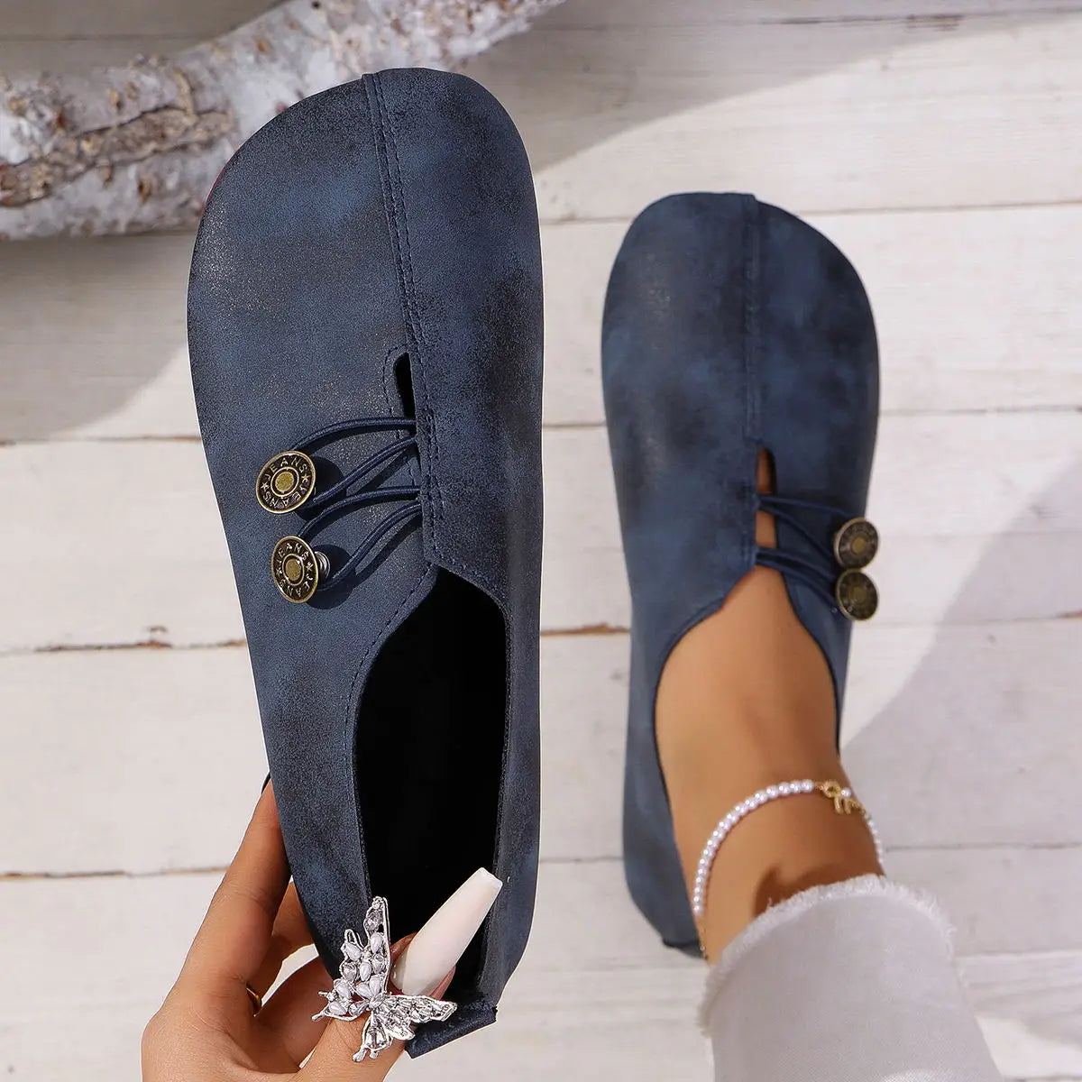 Soft And Comfortable Round Toe Walking Light Non-slip Leather Loafers