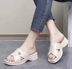 Casual Soft Bottom Outside Thick Sole Wedge Heels Slippers