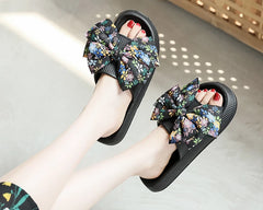 Soft Sole Eva Bow Tie Non-Slip Thick Beach Style Slippers