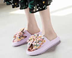 Soft Sole Eva Bow Tie Non-Slip Thick Beach Style Slippers