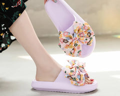 Soft Sole Eva Bow Tie Non-Slip Thick Beach Style Slippers