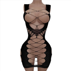 Spicy Girl See-through Hollow Close-fitting Butt-baring One-piece Elastic Nightclub Uni