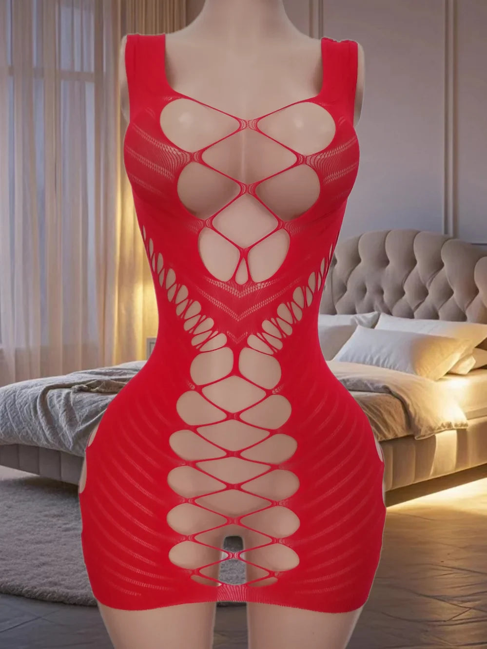 Spicy Girl See-through Hollow Close-fitting Butt-baring One-piece Elastic Nightclub Uni